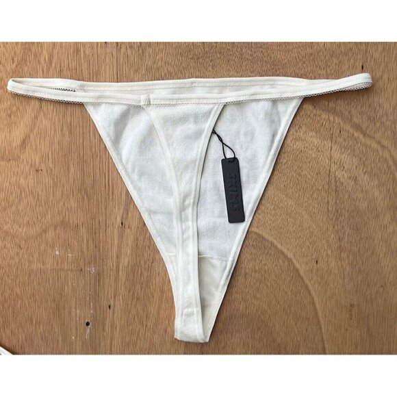 Skims Thong XL Logo Pointelle Thong Bone STYLE PN-THG-0192 - Picture 8 of 10